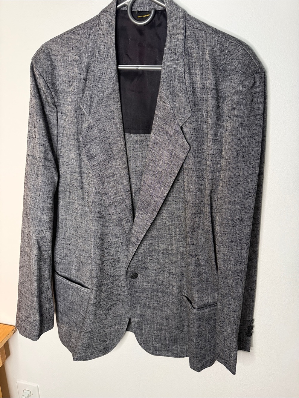Vintage Expressions Grey Marl Sport Coat Blazer Men’s M Linen Blend Textured Cas